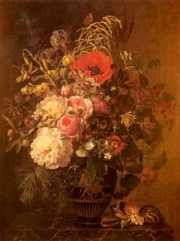A Still Life With Flowers In A Greek Vase